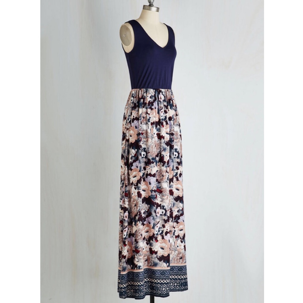 ModCloth Navy Floral Maxi Dress